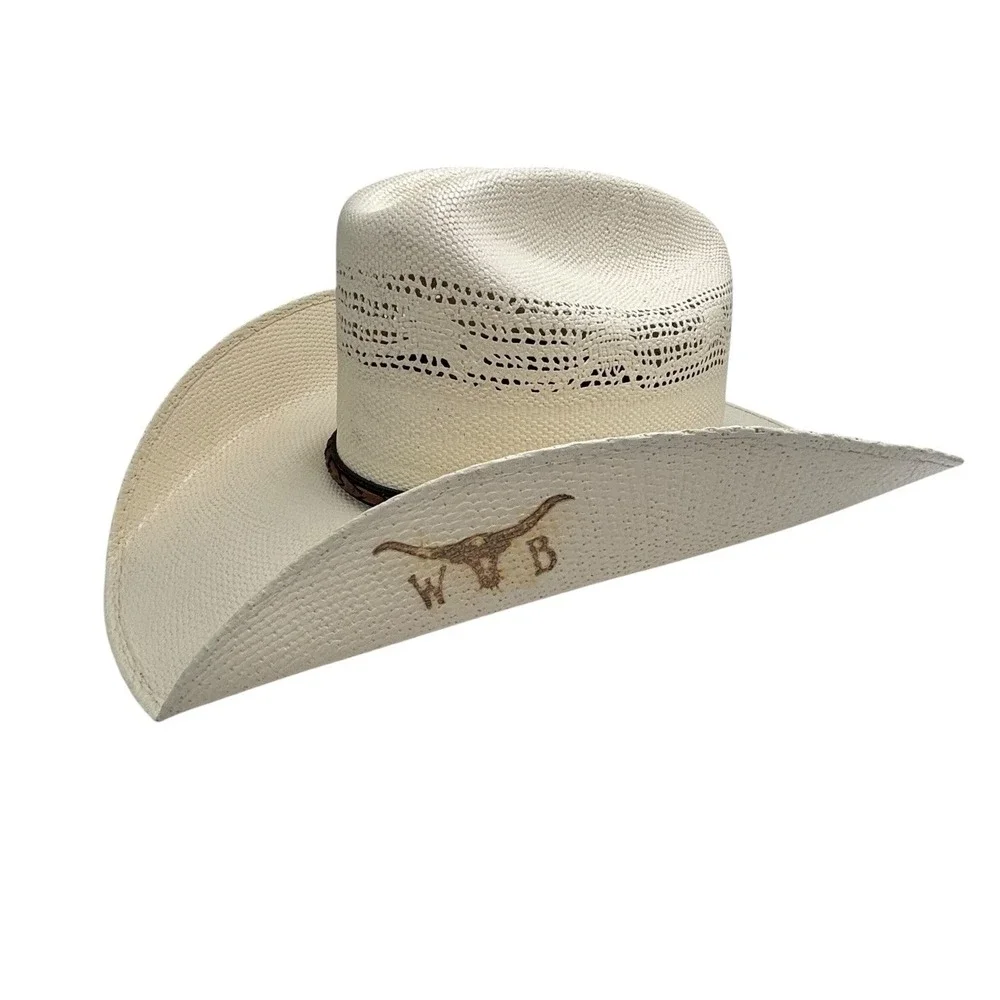 Wild Bill Hats Western Cowboy Hat Rodeo Branded Sz‎ 7 1/8 Mexico 57 White Cream